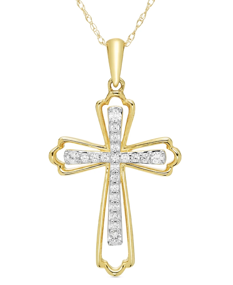 Diamond Cross in Cross 18" Pendant Necklace (1/5 ct. t.w.) in 10k Gold