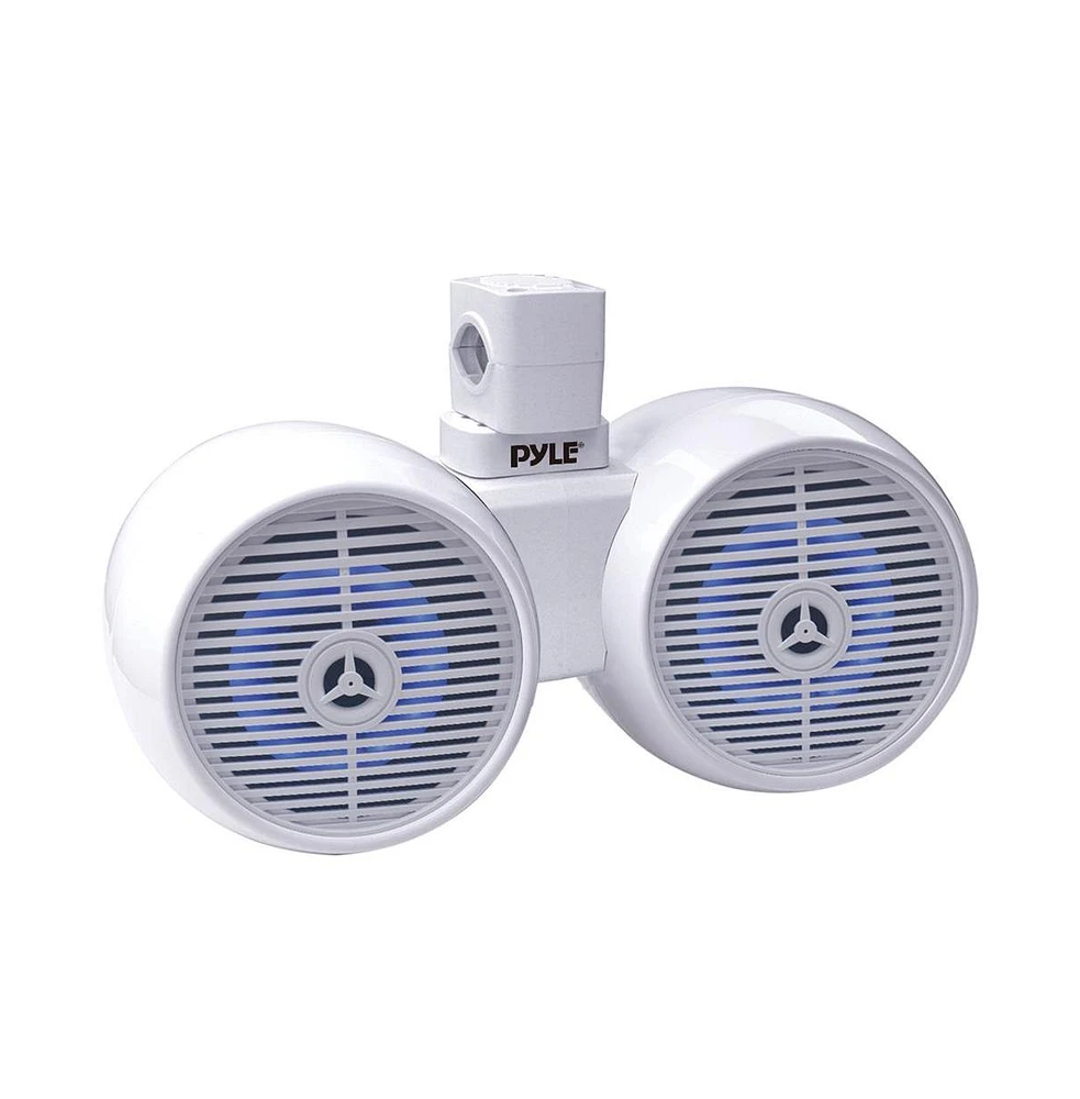 Pyle 8'' Marine Bluetooth Wakeboard Speaker System with Led Lights, 300W, White