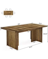 Tribesigns 63" Wood Dining Table for 4-6 People, Large Rectangular Kitchen Table with Sturdy Wooden Legs, Farmhouse Dinner Table for Dining Room, Kitc