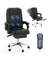 Gouun Massage Adjustable Executive Chair with Armrests and Retractable Footrest