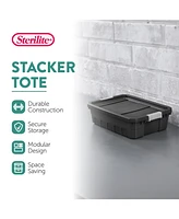 Sterilite 10 Gallon Industrial Stacker Storage Totes w/ Gray Clip Lids (12 Pack)