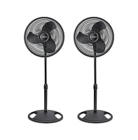 Lasko 16 Inch Oscillating 3 Speed Adjustable Pedestal Stand Fan, Black (2 Pack)