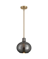 360 Lighting Partridge 9 1/2" Modern Pendant Ceiling Light Fixture Dining Room Over Table Kitchen Island Foyer Hanging Round Brass Finish Mirror Glass