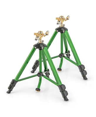 Mecale Impact Sprinkler on Tripod Base Set of 2 with 360 Degree Rotation