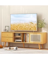 Gouun Bamboo Tv Stand for Tv up to 65 Inch