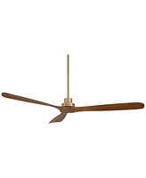 Casa Vieja 66" Delta Xl Modern Indoor Ceiling Fan 3 Blade Remote Control Soft Brass Finish Brown Walnut Finish Blades Bedroom Living Room Kitchen Dini