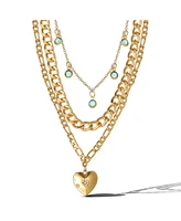 Jessica Simpson Gold-Tone Layered Necklace with Heart and Turquoise Accents