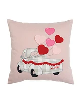 C&F Home 18" x 18" Valentine's Day Heart Balloons Love Truck Embroidered Accent Throw Pillow