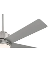 Casa Vieja 52" Grand Palm Modern Indoor Outdoor Ceiling Fan 5 Blade Led Light Remote Control Brushed Nickel Finish Silver Wood Blades Bedroom Patio Li