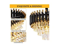 gaomon Modern Crystal Chandeliers 3 Tiers Black and Gold Pendant Light Fixtures, 5 Lights Black Modern Chandeliers for Living Room Dining Room Bedroom