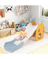 Kuyotq Foldable Slide with Basketball Hoop and Buffer Zone for Kids Aged 3+ Years Old