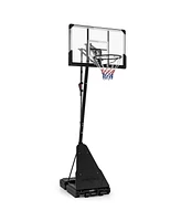 Costway 4.9-10 Ft Basketball Hoop System with 44 Inch Shatterproof Backboard with Wheels