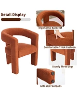 gaomon Modern Sherpa Barrel Dining Chair, Upholstered Faux Fur Room Chair Comfy Side for Kitchen/Living