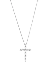 Macy's Diamond Cross Pendant 18" Necklace (1/4 ct. t.w.) in 10k White Gold