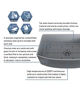 Casainc 33inch L x 21inch W Single Bowl Fireclay Kitchen Sink with Sink Grid