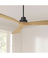Casa Vieja 52" Delta Modern Country Indoor Outdoor Ceiling Fan 3 Blade Remote Control Matte Black Finish Wood Blades Bedroom Patio Living Room Kitchen