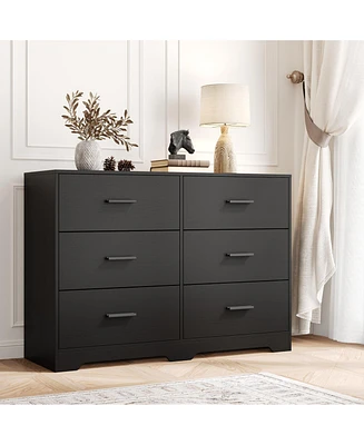 gaomon Dresser for Bedroom with 6 Drawers, Modern Closet Dressers Chest of Drawers with Metal Handle, Wooden Dresser Organizer for Bedroom, Living Roo