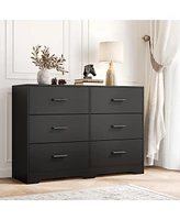 gaomon Dresser for Bedroom with 6 Drawers, Modern Closet Dressers Chest of Drawers with Metal Handle, Wooden Dresser Organizer for Bedroom, Living Roo