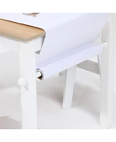 LuxenHome Children Play Table with Bookcase and 2 Chairs Set