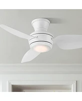Casa Vieja 36" Whirl Modern Country Indoor Outdoor Ceiling Fan 3 Blade Led Light Remote Control Matte White Finish Blades Bedroom Patio Living Room Ki