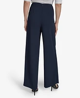 Halston Women's Scuba Barbell Open-Pleat Pants
