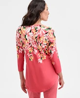 Jm Collection Women's Printed 3/4-Sleeve Top, Exclusively at Macy's