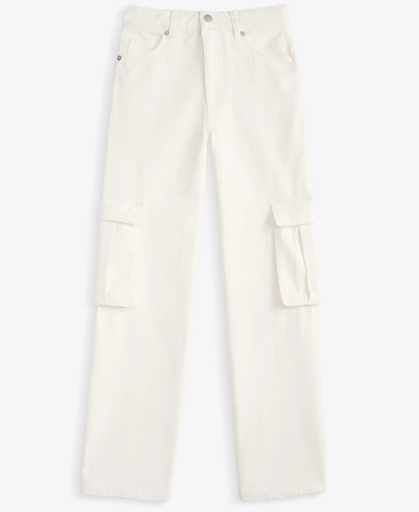 With Jules Big Girls Cotton Wide-Leg Cargo Jeans
