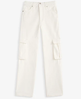 With Jules Big Girls Cotton Wide-Leg Cargo Jeans