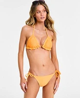 Salt Cove Juniors Crochet Halter Triangle Bikini Top Side Tie Bikini Bottoms Exclusively At Macys
