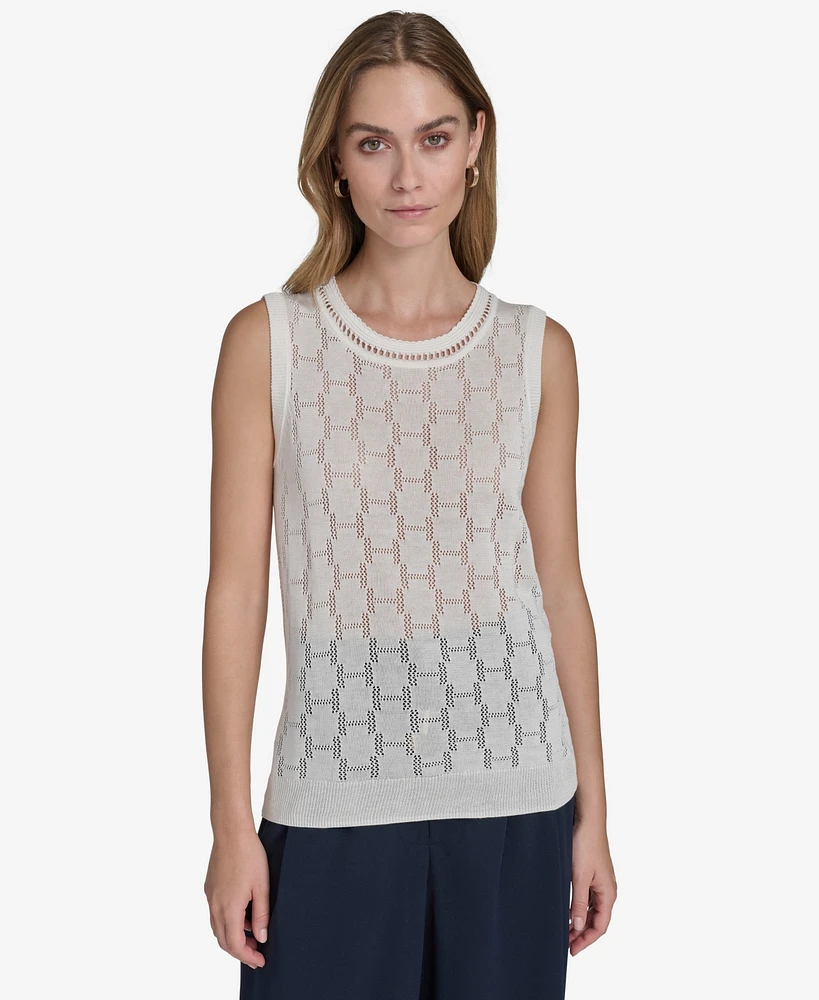 Halston Women's Textured-Knit Sleeveless Round-Neck Top