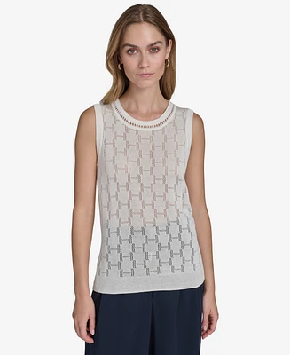 Halston Women's Textured-Knit Sleeveless Round-Neck Top