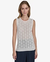 Halston Women's Textured-Knit Sleeveless Round-Neck Top