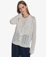 Halston Women's Textured-Knit V-Neck Cardigan