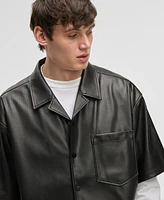 Mode of One Men's Relaxed-Fit Perforated Faux-Leather Camp Shirt, Exclusively at Macy's