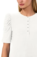 CeCe Women's Shirred-Sleeve Embellished-Button Top