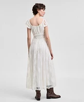 And Now This Women's Scoop-Neck Ruffle-Sleeve Maxi Lace Dress, Created for Macy's
