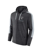 Fanatics Men's Heather Charcoal Las Vegas Raiders Gains Full-Zip Hoodie