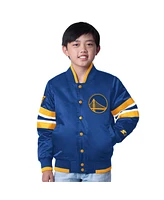 Starter Big Boys and Girls Royal Golden State Warriors Scout Varsity Full-Snap Jacket