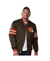 Starter Men's Brown Cleveland Browns Scout I Full-Snap Varsity Jacket