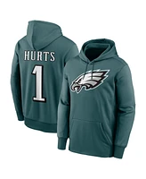 Nike Men's Jalen Hurts Midnight Green Philadelphia Eagles Player Name Number Performance Pullover Hoodie