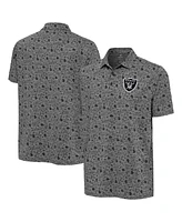 Antigua Men's Heather Black Las Vegas Raiders Relentless Polo