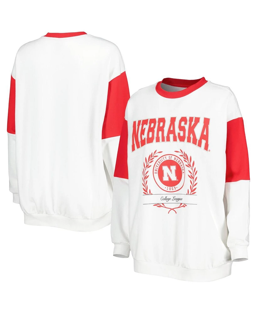 Gameday Couture Women's White/Scarlet Nebraska Huskers It's A Vibe Dolman Pullover Sweatshirt