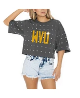 Gameday Couture Women's Gray West Virginia Mountaineers Go Time Rhinestone Crop T-Shirt