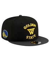 New Era Men's Black Golden State Warriors Jersey Hook Statement Edition 9FIFTY Snapback Hat