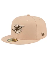 New Era Men's Tan Miami Dolphins Candied Pecan 59FIFTY Fitted Hat