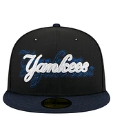 New Era Men's Black York Yankees Shadow Stitch 59FIFTY Fitted Hat