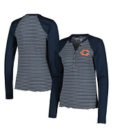 Antigua Women's Navy Chicago Bears Maverick Waffle Henley Long Sleeve T-Shirt
