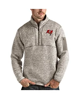 Antigua Men's Oatmeal Tampa Bay Buccaneers Fortune Quarter-Zip Pullover Jacket