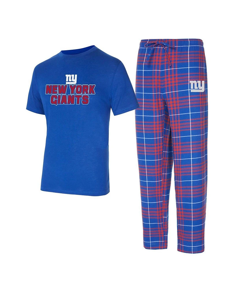 Concepts Sport Men's Royal/Red New York Giants Vector T-Shirt Flannel Pants Sleep Set