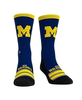 Rock Em' Men's and Women's Michigan Wolverines Gametime Stripe Crew Socks